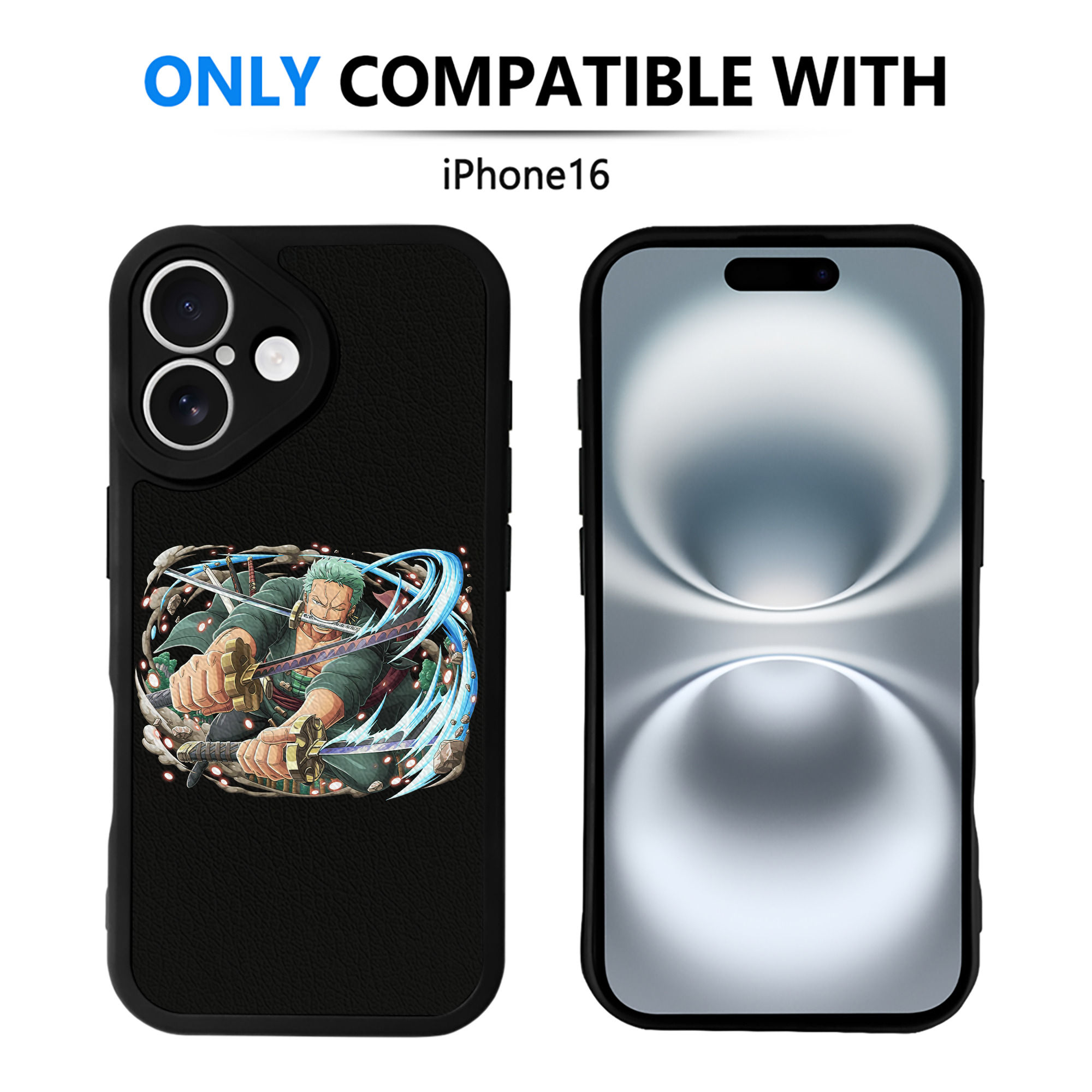 （画像用） ワンピース ロロノア・ゾロ ONE PIECE Roronoa Zoro 【iPhone 16シリーズ対応】シリコンスマホケース（レザー調） 材質：シリコン